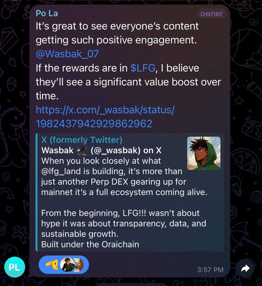 Screenshot of a message from a project I worked with