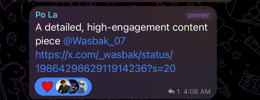 Screenshot of a message from a project I worked with