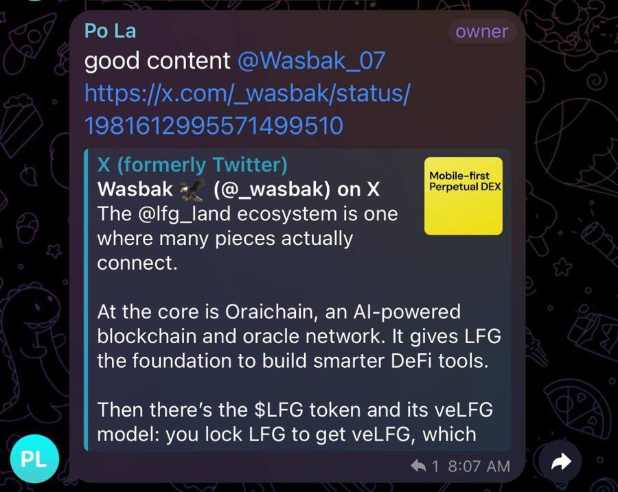 Screenshot of a message from a project I worked with