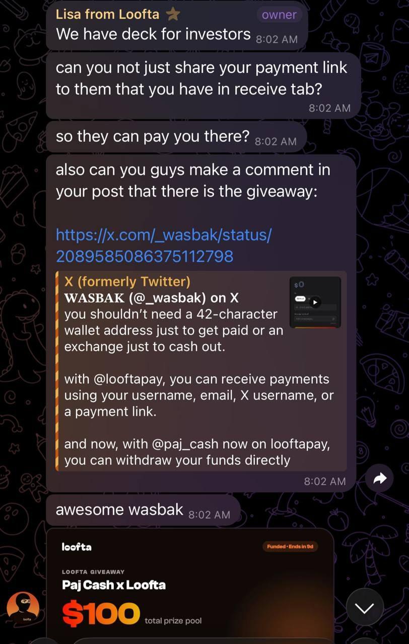 Screenshot of a message from a project I worked with
